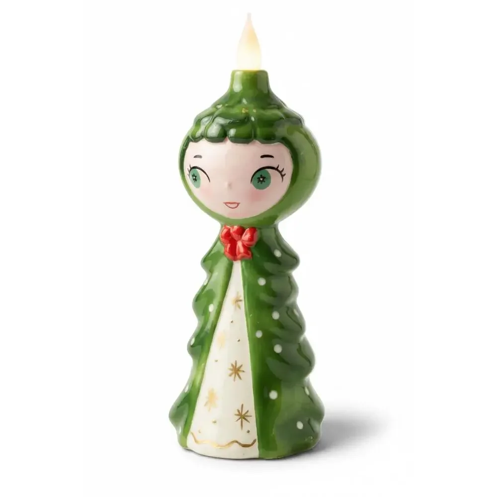Tree Girl Candle-Lite | Mid Century Christmas Decor | Vintage Inspired Ceramic